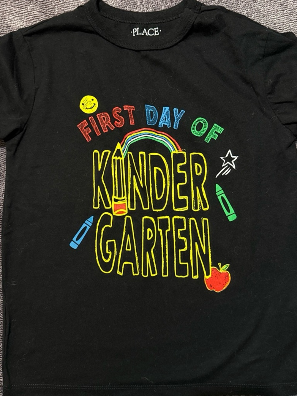 Place Black 'First Day of Kindergarten' Graphic Tee with Multicolor Design